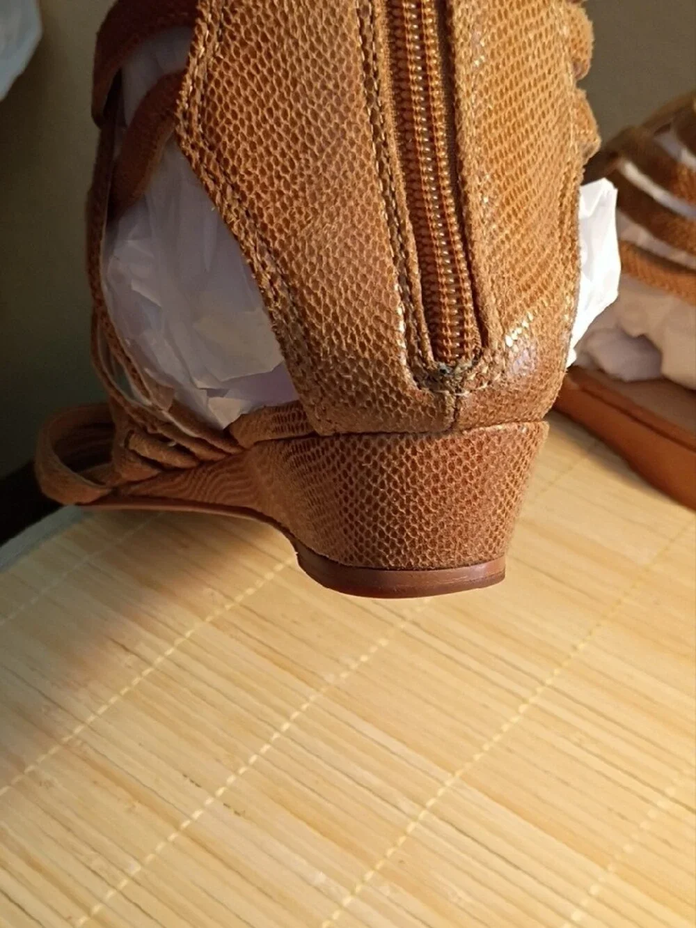comfortview Tan Strappy Wedge Sandals 8.5W (WIDE)